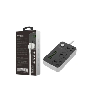 LDNIO SC3604 Power Strip With 3 Sockets &amp; 6 USB Ports - Black 14 Day Warranty