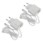 Ldnio A321 Home Charger 2 USB Ports Lightning Cable for iPhone White