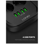 LDNIO SE6403 Power Strip 17W 6 Port + 4 USB Power Socket 2 Meters - Black