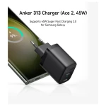 Anker 313 USB-C Wall charger, 45 watt Fast Charging UK Plug Black - A2643G11