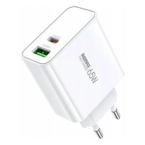 Remax RP-U125 Kiddy Series Dual Port USB Type-C And Type A Fast Charger UK 65W - White 14 Day Warranty