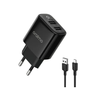 Oraimo Charger Micro Dual USB 12W Fast Charegr OCW-E67D+M53 Black