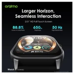 Oraimo Watch 5 OSW-805 Smart Watch with 2.01 inch Panda Glass Screen, Wireless HD Calling, 1ATM Waterproof, Black