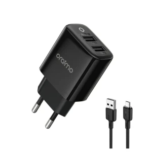 Oraimo Charger Lighting Dual USB 12W Fast Charegr PowerCube 12 Sleek OCW-1121E+L53 Black