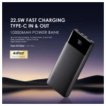 باوربانك اورايمو  OPB-7100Q سعة 10000 مللي توست  22.5 واط شاشة LED و منفذ USB-C - أسود