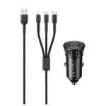 Remax RCC236 Vanguard Series Car Charger 2 Usb With 3-in-1 Cable 2.4A  - 14 Day Warranty