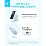 ANKER ZOLO A1685H31 POWER BANK Wireless Charging with Flexible stand 10000MAH 30W - Sky Blue
