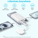Anker Zolo Power Bank 10000mAh 35W with Built-in Dual USB-C Cables Black - A1680H12