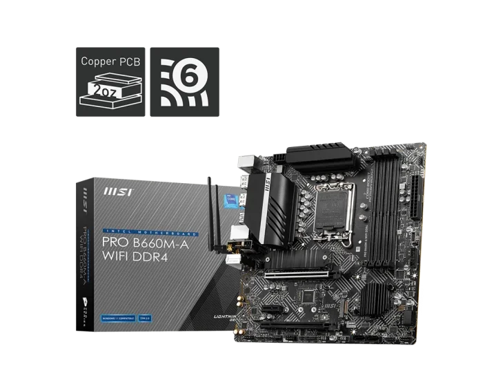 MSI PRO B660M-A WIFI DDR4 LGA 1700 ATX Intel Motherboard