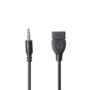 Audio 3.5mm AUX Jack To USB 2.0 Type A Cable Black