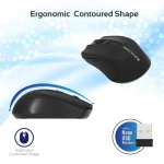 Promate Clix 8 Ergonomic Wireless Mouse 1600 Dpi, 10 meter Range - Black