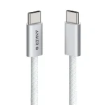 Anker Zolo USB C to USB C 240W Cable, Braided and Dirt-Free Type-C Fast Charging Cable 6ft - White - A8060H22