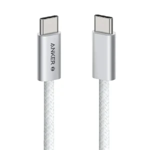 Anker Zolo USB C to USB C 240W Cable, Braided and Dirt-Free Type-C Fast Charging Cable 6ft - White - A8060H22