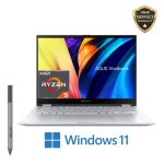 اسوس فيفو بوك S14 فليب TN3402YA-LZ555W لاب توب 14 بوصة WUXGA لمس AMD R5 -7430U رام 8 جيجا 512 جيجا SSD رسومات AMD Radeon ويندوز11 لون فضي + قلم