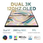 اسوس زين بوك ديو UX8406MA-OLEDI7IG لاب توب OLED شاشة 14 بوصة 3 كيه انتل كور الترا 7 155H رام 16 جيجا 1 تيرا SSD انتل ارك ، Win11 رمادي + جراب و قلم