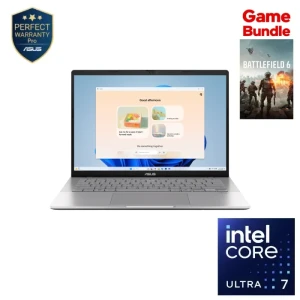 لابتوب أسوس فيفو بوك  S14 S3407CA-LY007W، انتل كور الترا 7 255H، رام 16 جيجا، هارد 1 تيرا SSD، رسومات Intel، شاشة 14.0 بوصة WUXGA، Win11، فضي - 90