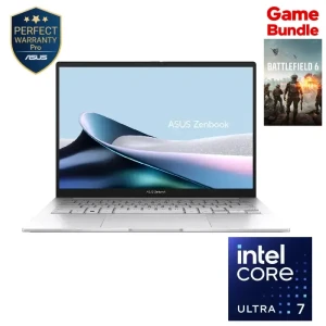 لاب توب أسوس زين بوك  14 OLED UX3405CA-PZ007W، شاشة OLED مقاس 14 بوصة، انتل كور الترا 7 255H، رام 16 جيجا، 1 تيرا SSD، رسومات انتل ، Win 11 - فضي