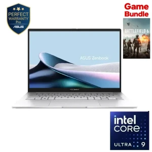 لابتوب أسوس زين بوك  14 UX3405CA-PP009W، انتل كور الترا  9 285H، رام 32 جيجا, هارد 1 تيرا SSD، شاشة مقاس 14 بوصة OLED معدل 120 هرتز، رسوماتIntel ، فضي