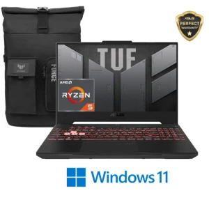 ASUS TUF A15 FA507NU-LP007W Gaming Laptop AMD R5-7535HS 8GB RAM 512GB SSD RTX 4050 6GB 15.6 Inch FHD 144Hz WIN 11 Gray + Backpack, 90NR0EB8-M00J50