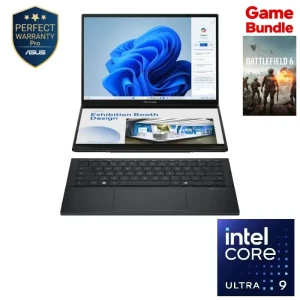 Asus Zenbook DUO UX8406CA-OLED009WS Laptop, Intel Core Ultra 9 285H, 32GB RAM, 2TB SSD, 14 Inch, 3K 120Hz, Intel Arc Graphics, Win11 - 90NB14X1-M009L0