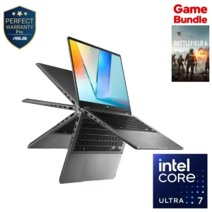 Asus Vivobook S14 Flip TP3407SA-QL039W Laptop Intel Core Ultra 7 256V, 16GB RAM, 512GB, 14-inch WUXGA Touch + Pen Intel Graphics Win11 90NB14Y1-M00700