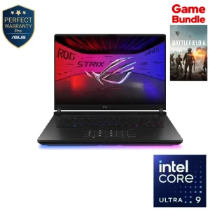 Asus ROG Strix SCAR 16 G635LR-AI321W Gaming Laptop, Intel Core Ultra 9 275HX, 32GB RAM, 1TB SSD, RTX 5070Ti 12GB, 16”, 240Hz, Black - 90NR0LU1-M004R0