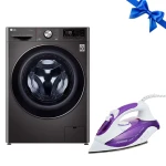 LG Washing machine 10.5 KG, 7 Kg Dryer 1400 RPM Inverter F4V9RCP2E + Kenwood Steam Iron 2400W Purple ISP201PU