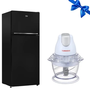 BEKO Refrigerator 367 Liter No Frost Digital Black RDNE430K12B + TORNADO Chopper 400W White CH-400M