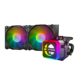 مبرد وحدة المعالجة المركزية السائل COUGAR Helor 240، حجم 240 مم، مع مروحتين Vortex Omega 120 مم