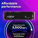 ذاكرة SSD داخلية Crucial P3 بسعة 500 جيجابايت M.2 NVME PCIe Gen3 2280