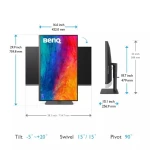 شاشة بينكيو PD3205U ماك-ديزاينر مقاس 32 بوصة بدقة 4كيه  UHD، مع 60 هرتز IPS، وشاحن USB C، ومنفذ HDMI ، ومنفذ DP ، و3 منافذ USB 3.2، وضمان 3 سنوات