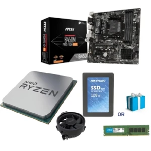 PC Bundle AMD Ryzen 5 5600G 6-Core 3.9 GHz MPK Desktop Processor With Fan + MSI PRO B450M PRO-VDH MAX AM4 Motherboard + Free Gift