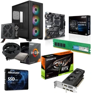 PC Gaming Bundle AMD R5 4500, MSI PRO A520M-A Motherboard, GeForce RTX 3050 6GB, 8GB RAM, 128GB SSD,  Cooler Master Elite 301 Case + Elite 600W PSU