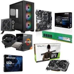 PC Gaming Bundle AMD R5 4500, MSI PRO A520M-A Motherboard, Galax RTX 3050 6GB, 8GB RAM, 128GB SSD,  Cooler Master Elite 301 Case + Elite 600W PSU
