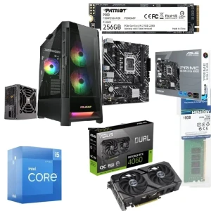 PC Gaming Bundle Intel Ci5-12400F, Asus PRIME H610M-K D4 Motherboard, Asus GeForce RTX 4060 8GB, 16GB RAM, 256GB SSD, Cougar DuoFace RGB + VTE X2 650W