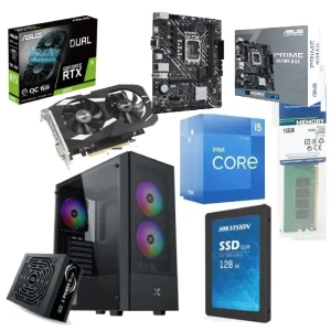 PC Gaming Bundle Intel Ci5-12400F, Asus PRIME H610M-D D4 Motherboard, GeForce RTX 3050 6GB, 16GB RAM, 128GB SSD, XIGMATEK Hero II FRGB Case + 600W