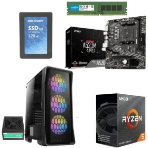 تجميعة كمبيوتر جيمنج AMD ريزن 5-4600G 128GB SSD