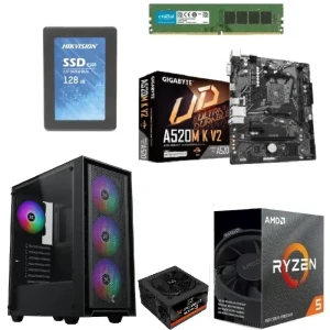 تجميعة كمبيوتر جيمنج AMD ريزن 5-4600G, 128GB SSD