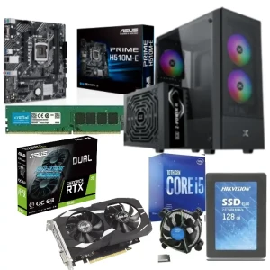 PC Gaming Bundle Intel Ci5-11400F+Fan ASUS H510M-E Prime Motherboard 16GB RAM 128GB SSD Asus GeForce RTX 3050 OC 6GB XIGMATEK Case + Z-Power 600W
