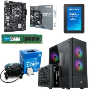 PC Gaming Bundle Intel Ci5-12400 BOX + Fan, Asus PRIME H610M-D D4 Motherboard, 16GB RAM, 128GB SSD XIGMATEK Hero II FRGB Case + Z-Power 600W