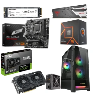 PC Gaming Bundle AMD Ryzen 5 7600, MSI PRO A620M-E Motherboard, RTX 4060Ti 8GB, 16GB RAM, 256GB SSD, Cougar DUOFACE 3 FAN RGB Case + power VTE X2 650W