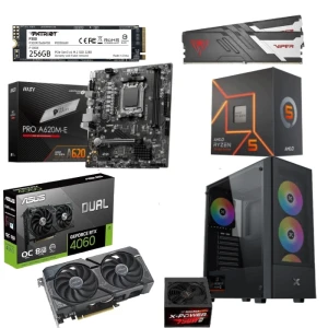 PC Gaming Bundle AMD Ryzen 5 7600, MSI PRO A620M-E Motherboard, Asus RTX 4060 8GB, 16GB RAM 256GB SSD, XIGMATEK Hero II Air FRGB Gaming Case +750W 80+