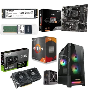 PC Gaming Bundle AMD RYZEN 5 5600X, MSI B450M PRO Motherboard, RTX 4060Ti 8GB, 16GB RAM, 256GB SSD, Cougar DUOFACE 3 FAN RGB Case + power VTE X2 650W