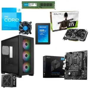 تجميعة ألعاب الكمبيوتر ، معالج انتل Ci3-10105F، ماذربورد MSI Pro H510M، رسومات RTX 3050 سعة 6 جيجا، رام 8 جيجا، 128 جيجا SSD، كيسة كولر ماستر+ 600 واط