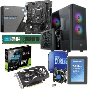 PC Gaming Bundle Intel Ci5-10400F+Fan MSI PRO H510M-B  Motherboard 16GB RAM 128GB SSD Asus Dual GeForce RTX 3050 OC 6GB, XIGMATEK Case + Z-Power 600W