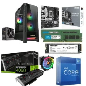 PC Gaming Bundle Intel Ci7-12700KF, Asus Prime B760M-A-D4, PNY RTX 4060 8GB, 32GB RAM, 256GB SSD, Cougar Gaming Case+ PSU VTE X2 650W, CPU ARGB Cooler