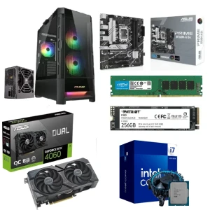 PC Gaming Bundle Intel Ci7-14700F, Asus Prime B760M-A-D4 Motherboard, RTX 4060 EVO 8GB, 16GB RAM, 256GB SSD, Cougar Gaming Case 3Fan + PSU VTE X2 650W