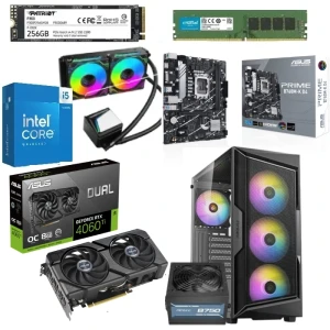 PC Gaming Bundle Intel Ci5 14600K Asus PRIME B760M-K D4, RTX 4060 Ti 8GB, 32GB RAM 256GB SSD, Waterwheel Cooling, Antec ARGB Gaming Case + 750W PSU