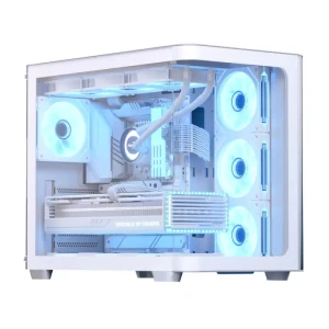 كيسة ألعاب ايروكول  P500C-G-WT-v1 متوسطة الحجم مزودة بزجاج مقسّى و4 مراوح ARGB لون أبيض