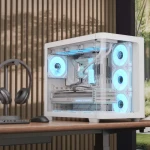 AEROCOOL P500C-G-WT-v1 Mid Tower Gaming Case With Tempered Glass 4 Fan ARGB - White